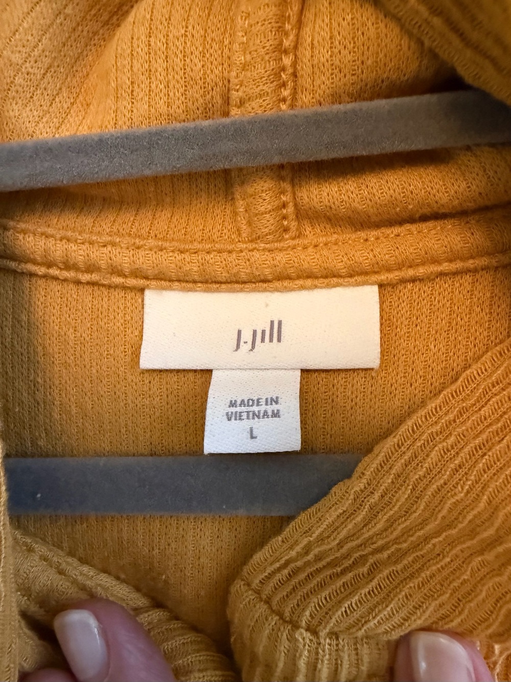 J. Jill Mustard Waffle Knit Tunic Hoodie Pullover Size L - Picture 7 of 11